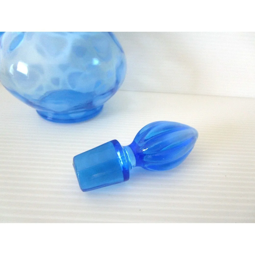 Fenton Vintage Opalescent Blue Optic Hearts Cruet With Stopper 7.5